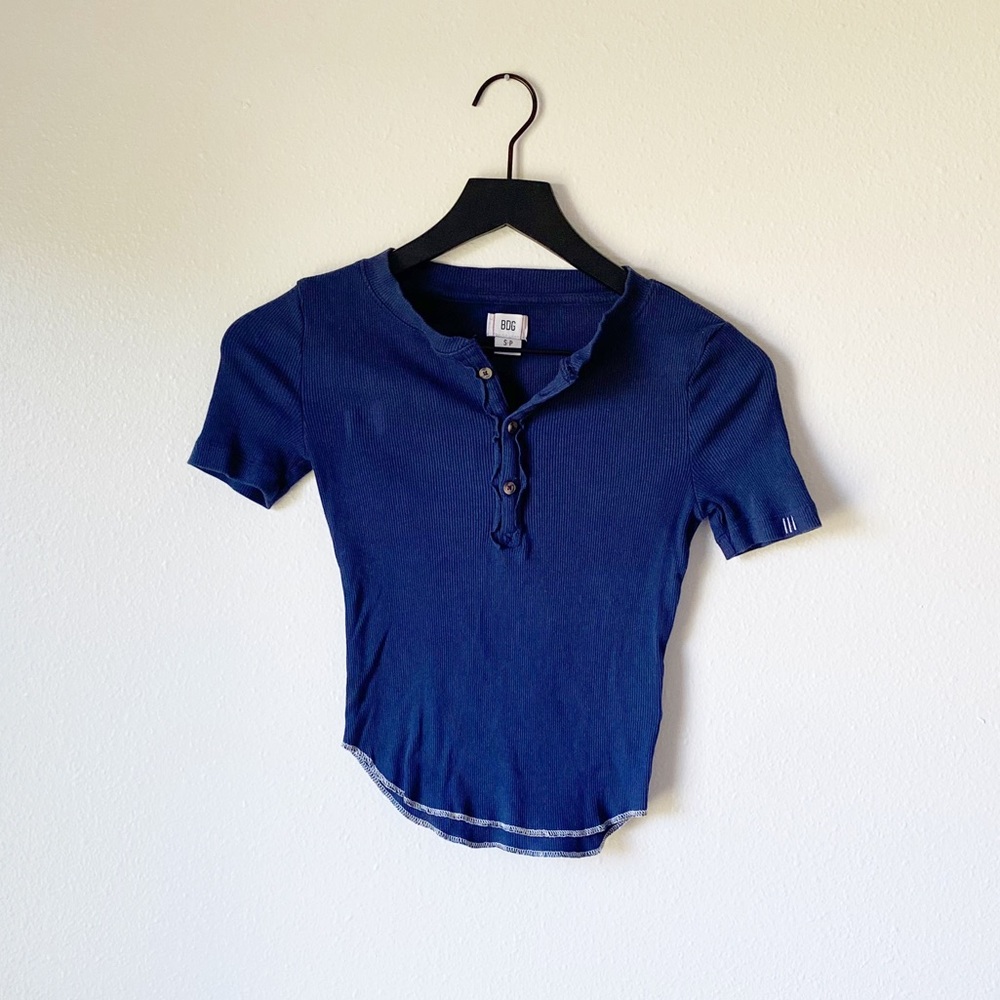 Urban Outfitters BDG Fitted Crop Navy Blue Top Size Small